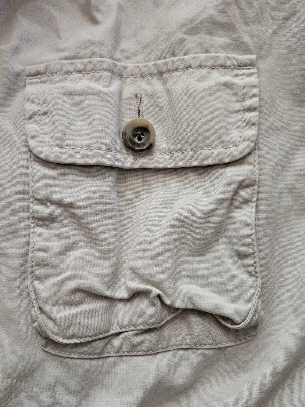 Banana Republic Men's Light Beige Field Jacket with Contrast Collar Size Large